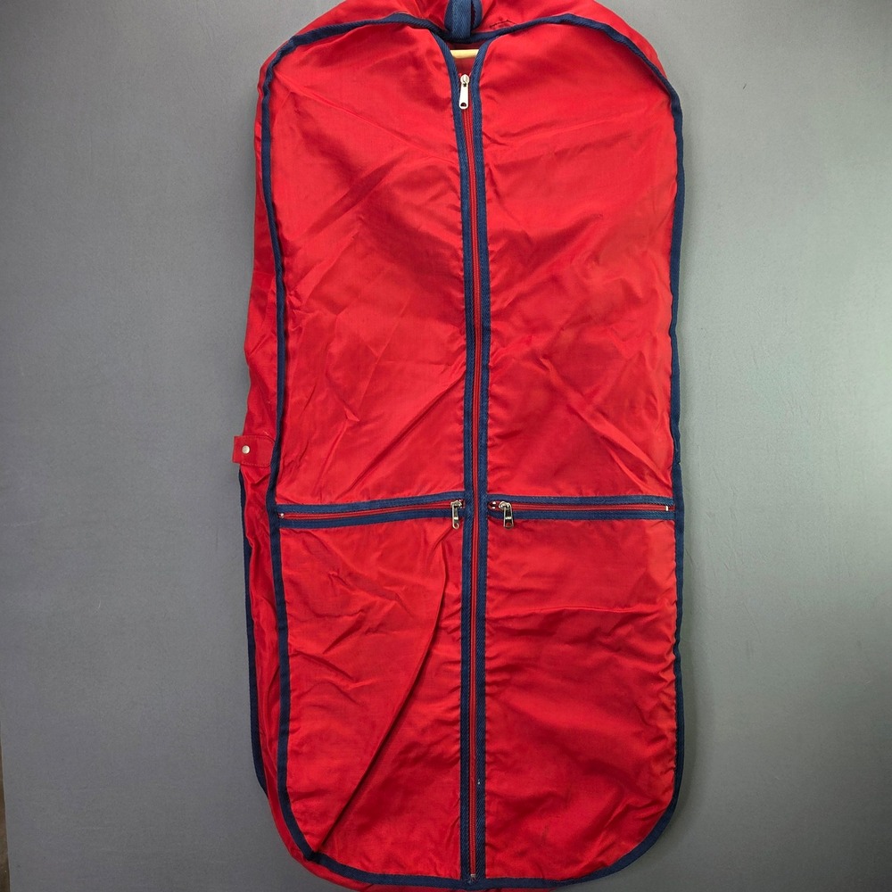 Jet Pack Garment Bag Vintage Suit Carrier Red Navy Pockets 45x21 Travel